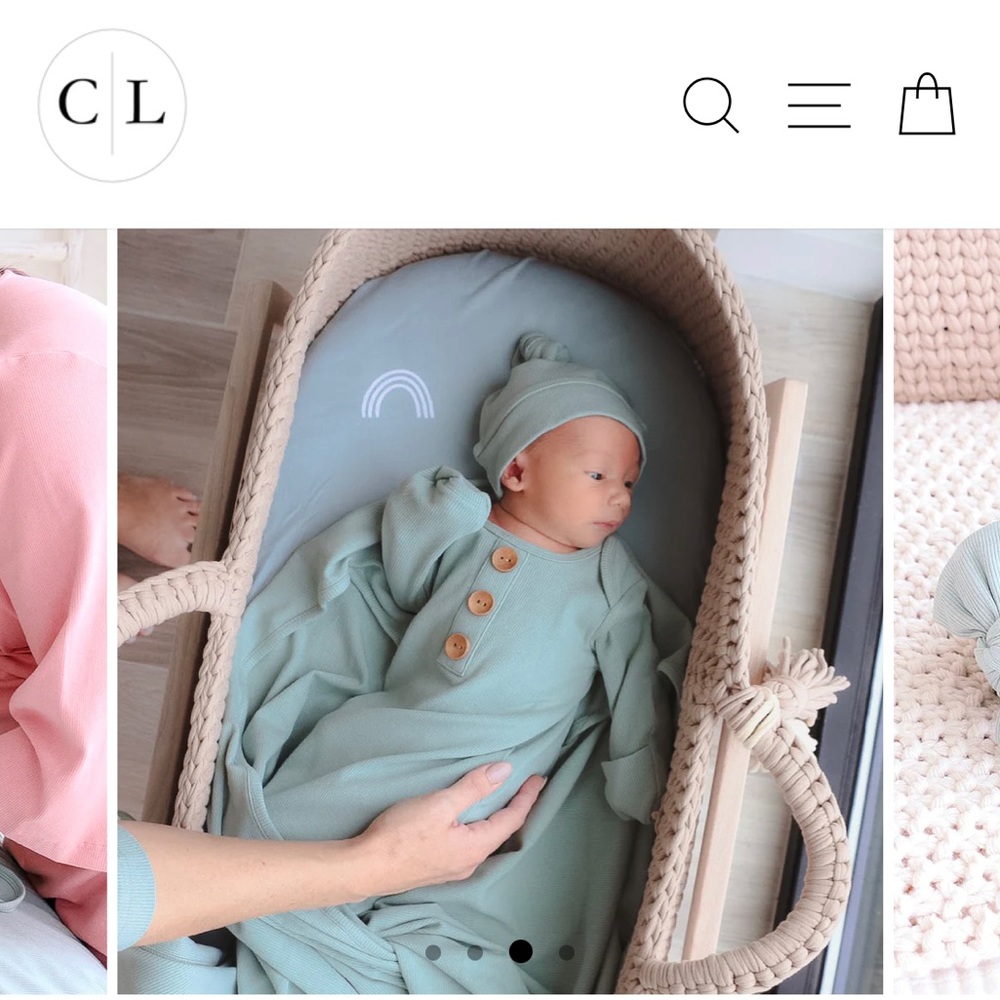 CADEN LANE - SEA SALT RIBBED BAMBOO BABY - KNOT GOWN & HAT